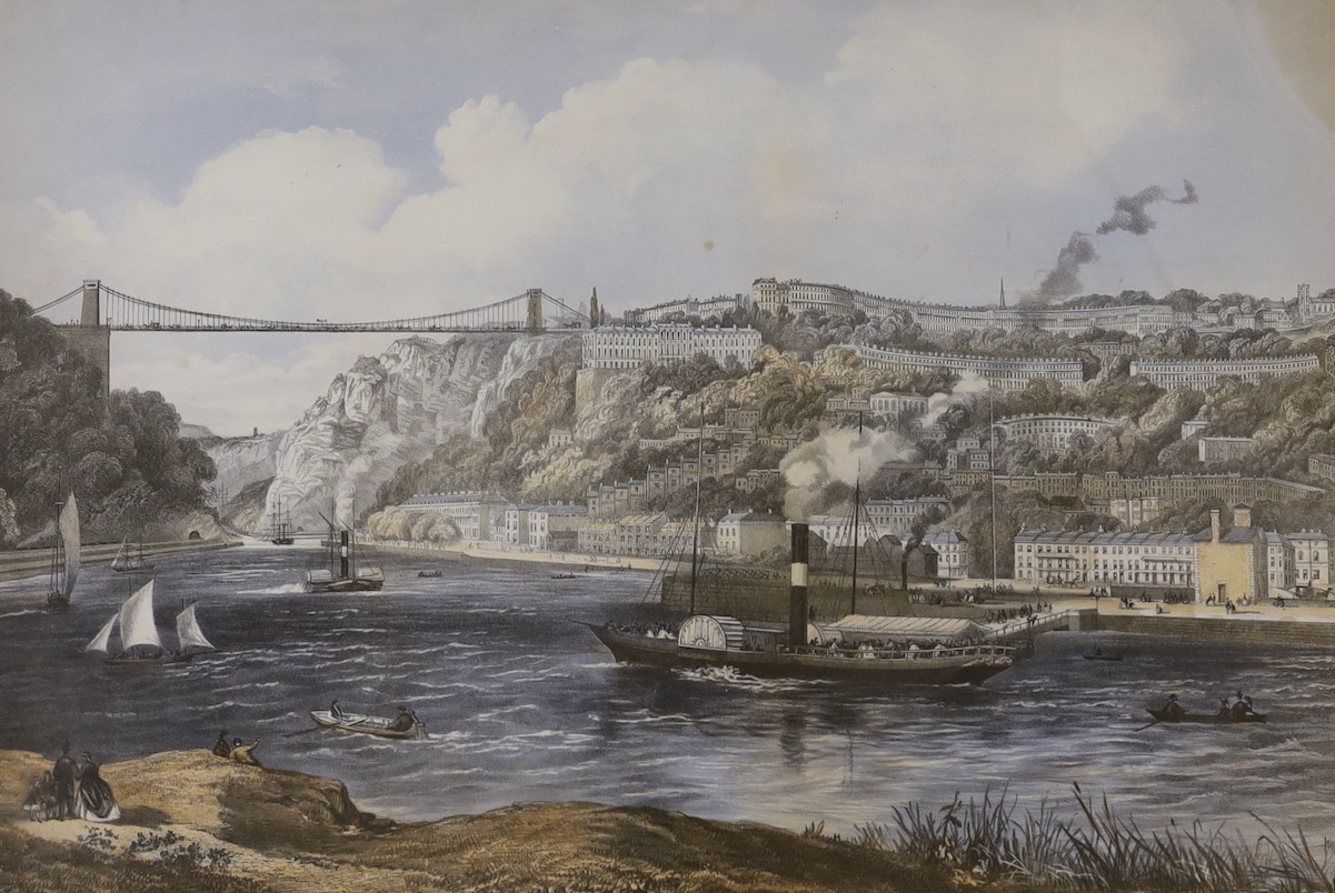 Henry Pearce Publ., coloured lithograph, 'Clifton (with the Suspension Bridge)', 34 x 45cm